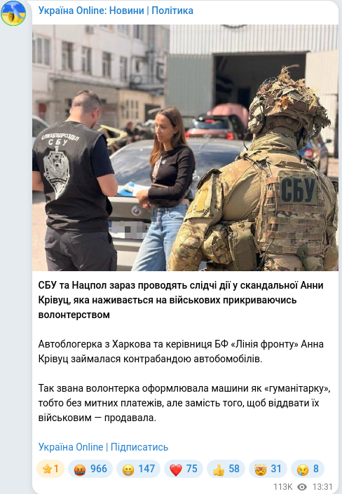 Telegram publication screenshot