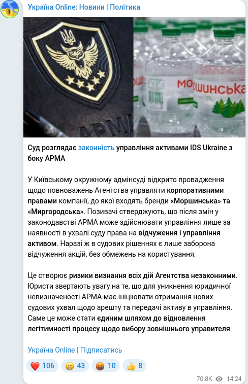 Telegram publication screenshot