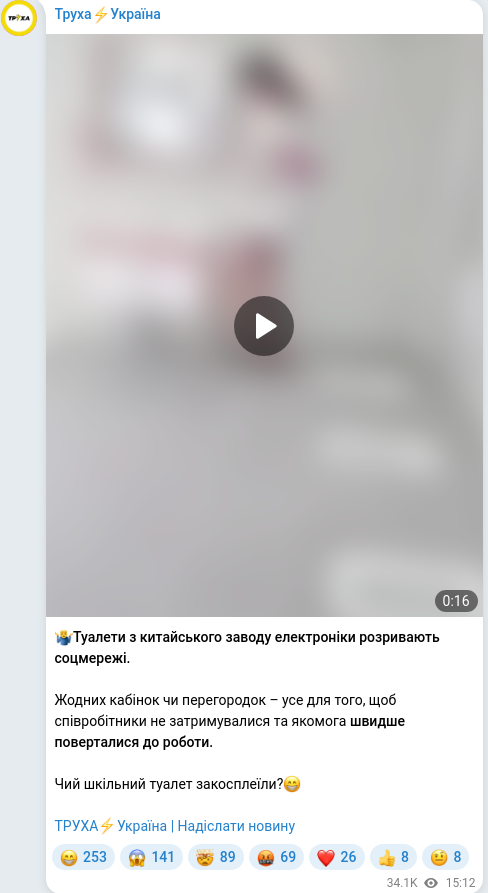 Telegram publication screenshot