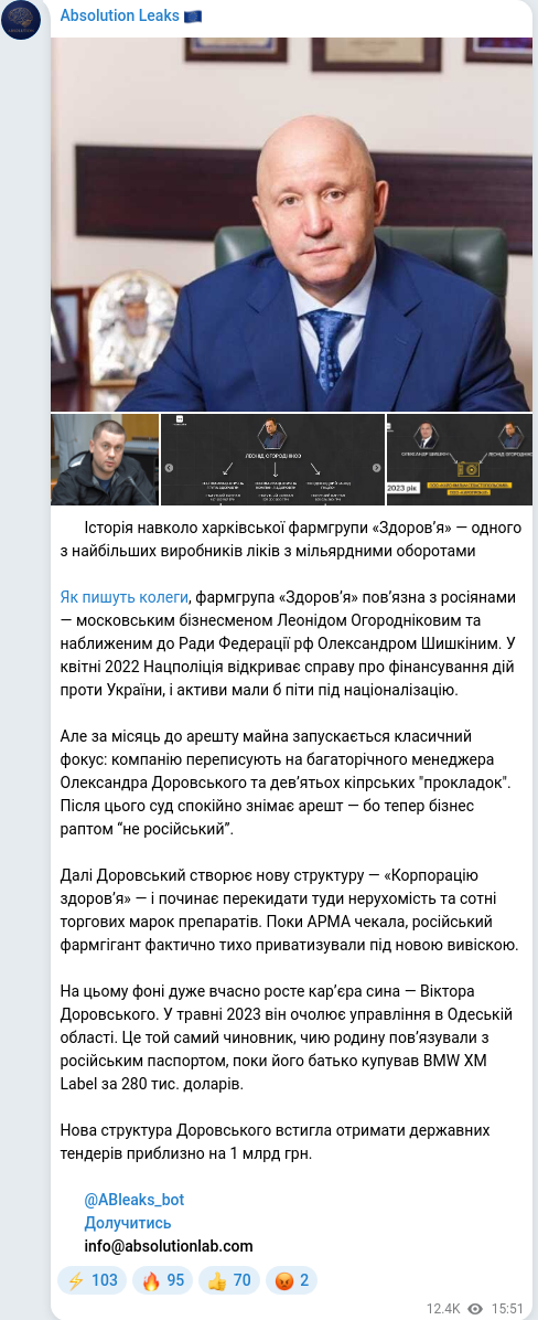 Telegram publication screenshot