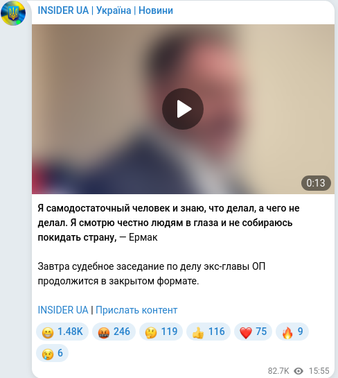 Telegram publication screenshot