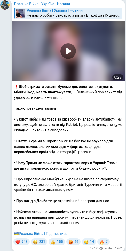Telegram publication screenshot