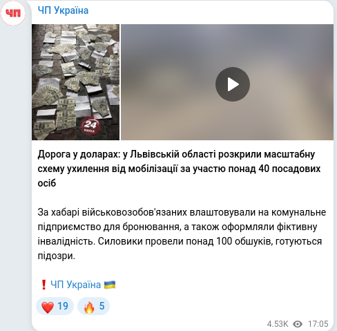 Telegram publication screenshot