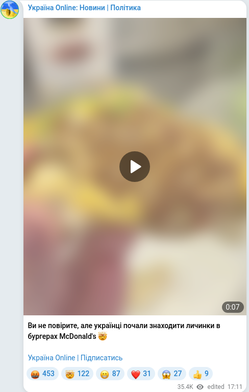 Telegram publication screenshot