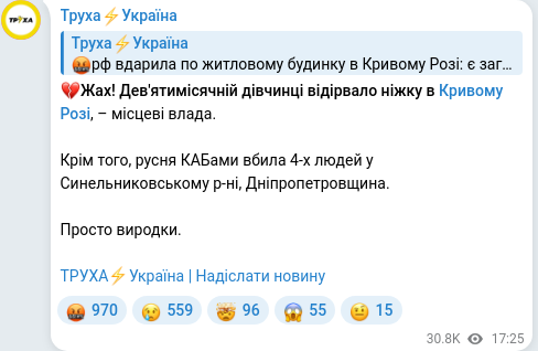 Telegram publication screenshot