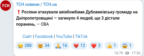 Telegram publication screenshot