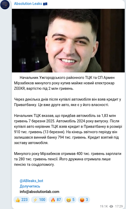 Telegram publication screenshot
