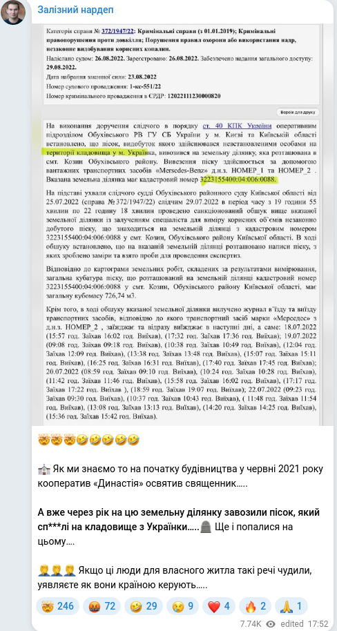 Telegram publication screenshot