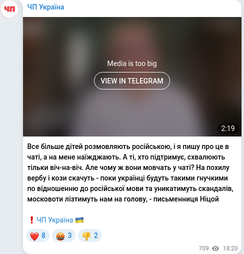 Telegram publication screenshot
