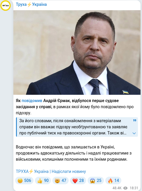 Telegram publication screenshot