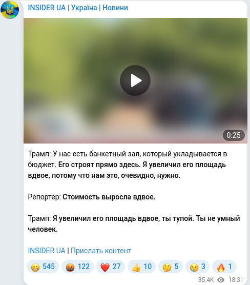 Telegram publication screenshot