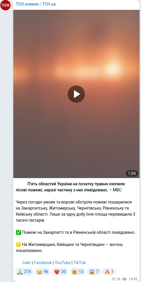 Telegram publication screenshot