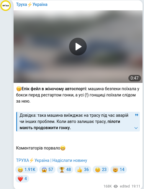 Telegram publication screenshot