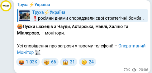 Telegram publication screenshot