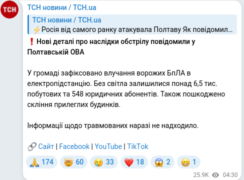 Telegram publication screenshot