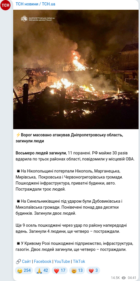 Telegram publication screenshot