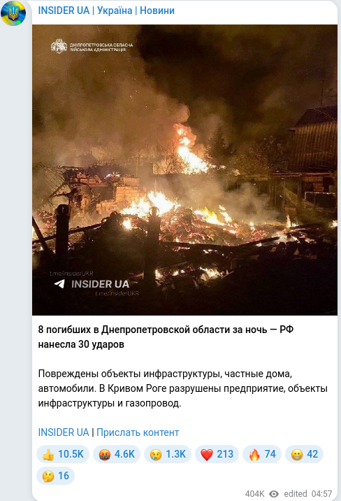 Telegram publication screenshot