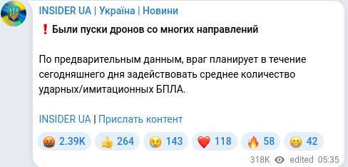 Telegram publication screenshot