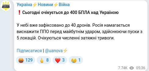 Telegram publication screenshot