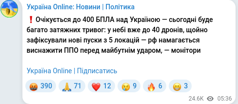 Telegram publication screenshot