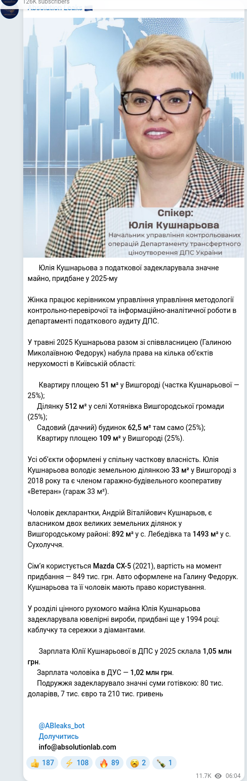 Telegram publication screenshot