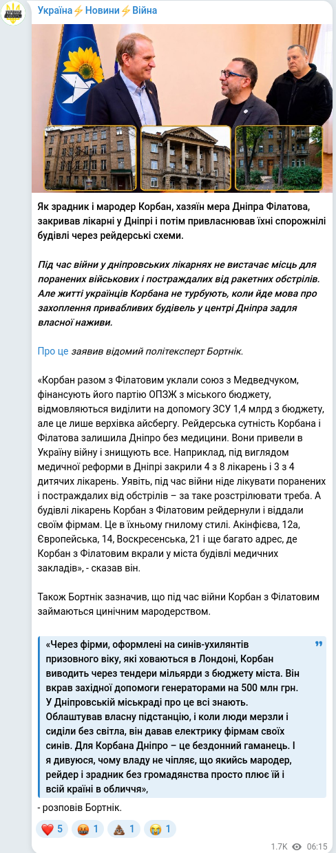Telegram publication screenshot