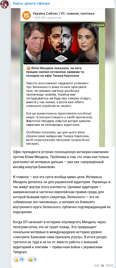 Telegram publication screenshot