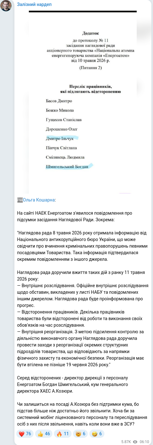 Telegram publication screenshot