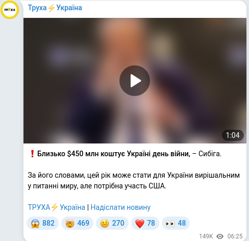 Telegram publication screenshot