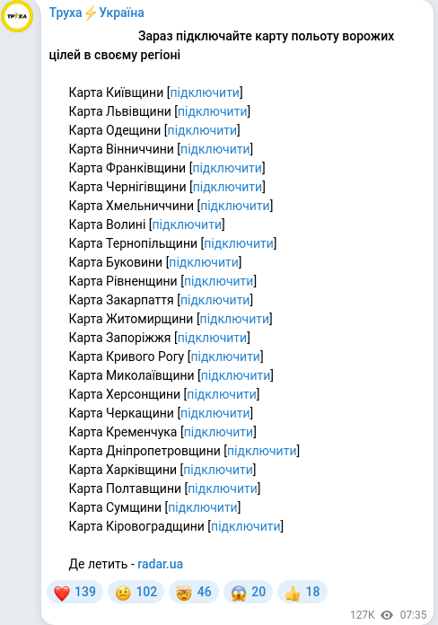 Telegram publication screenshot