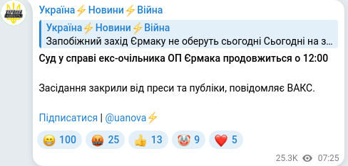 Telegram publication screenshot