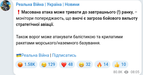 Telegram publication screenshot