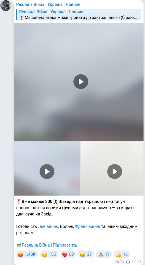 Telegram publication screenshot