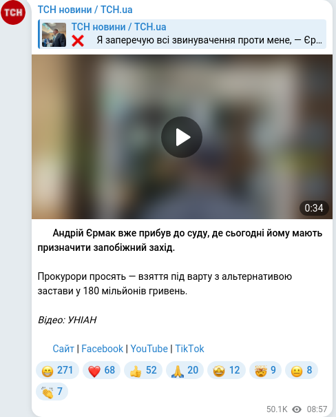 Telegram publication screenshot