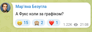 Скріншот Telegram-публікації: А Фукс коли за графіком?