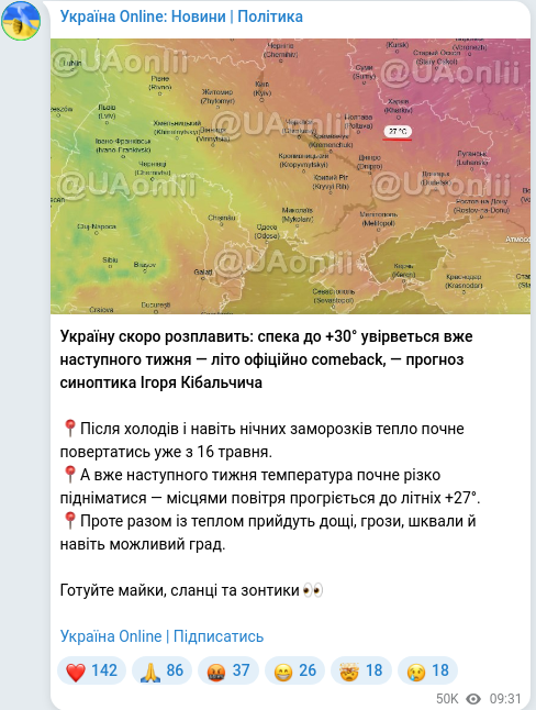 Telegram publication screenshot