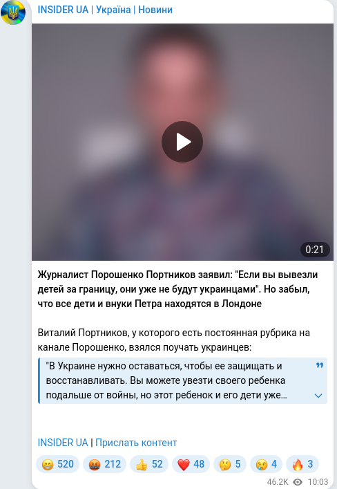 Telegram publication screenshot