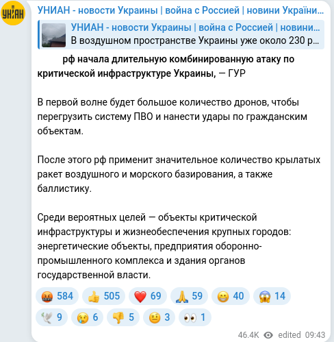 Telegram publication screenshot