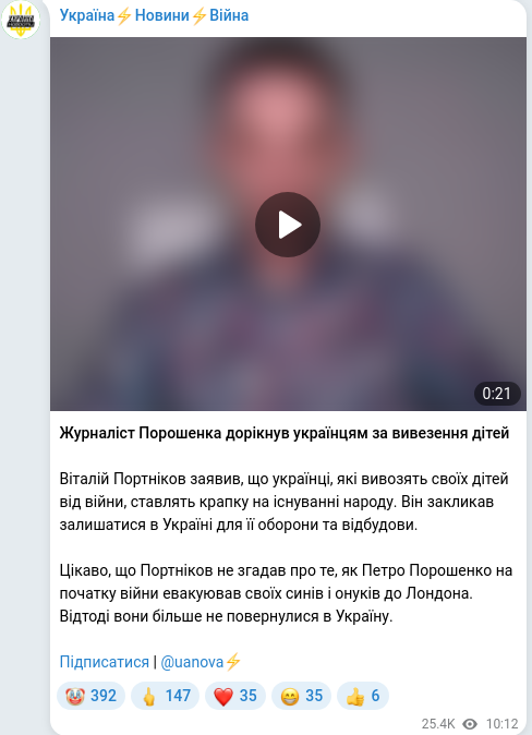 Telegram publication screenshot