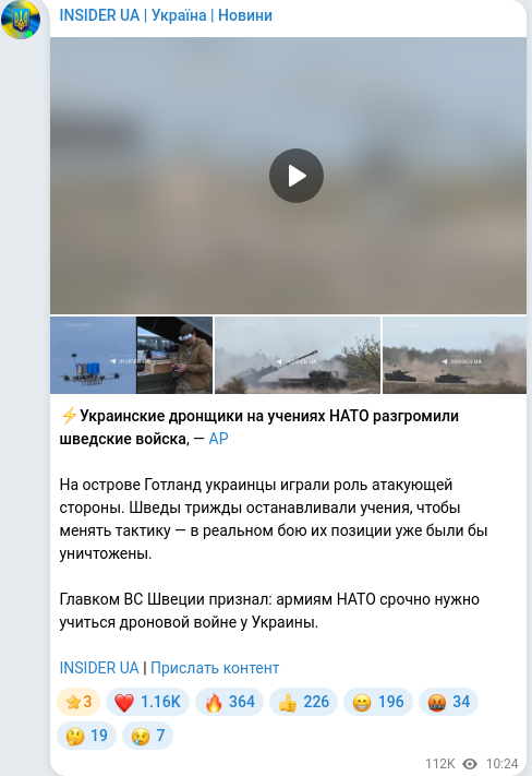 Telegram publication screenshot
