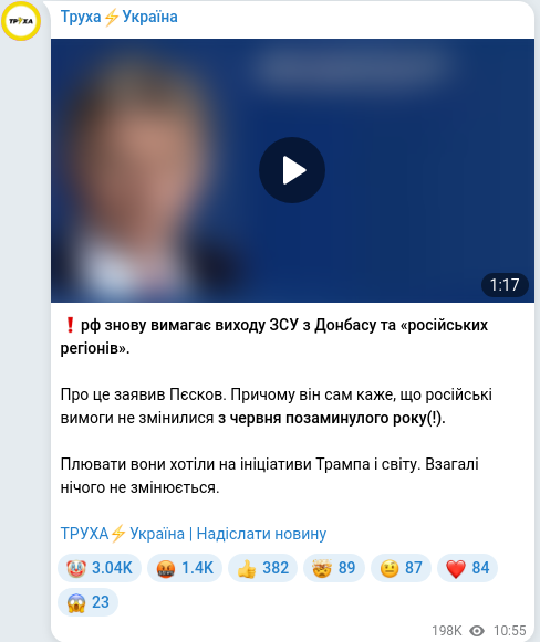 Telegram publication screenshot