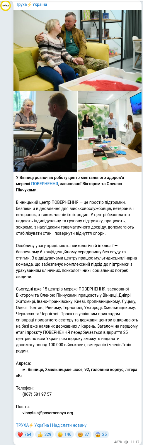 Telegram publication screenshot