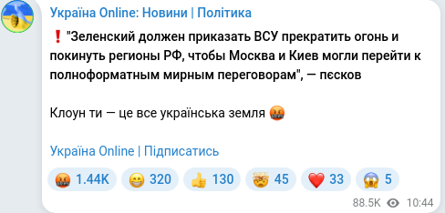Telegram publication screenshot