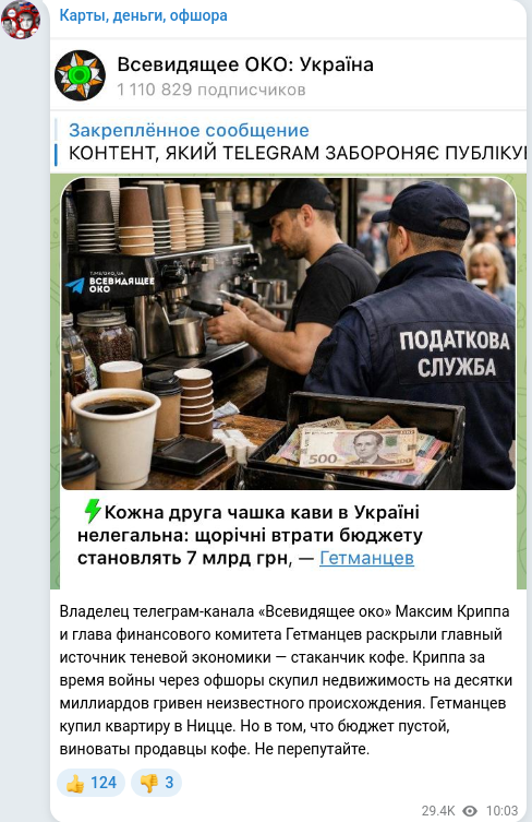 Telegram publication screenshot
