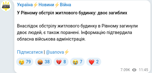 Telegram publication screenshot