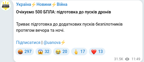 Telegram publication screenshot