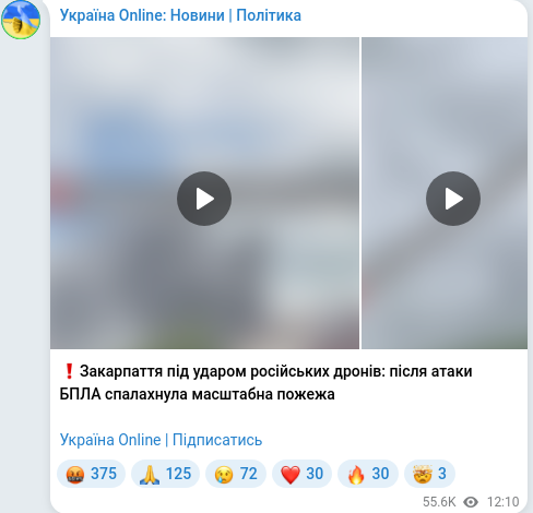 Telegram publication screenshot