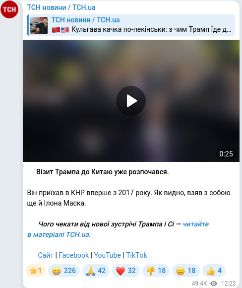 Telegram publication screenshot