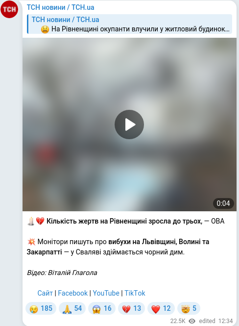 Telegram publication screenshot