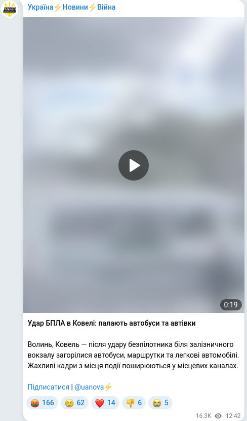 Telegram publication screenshot